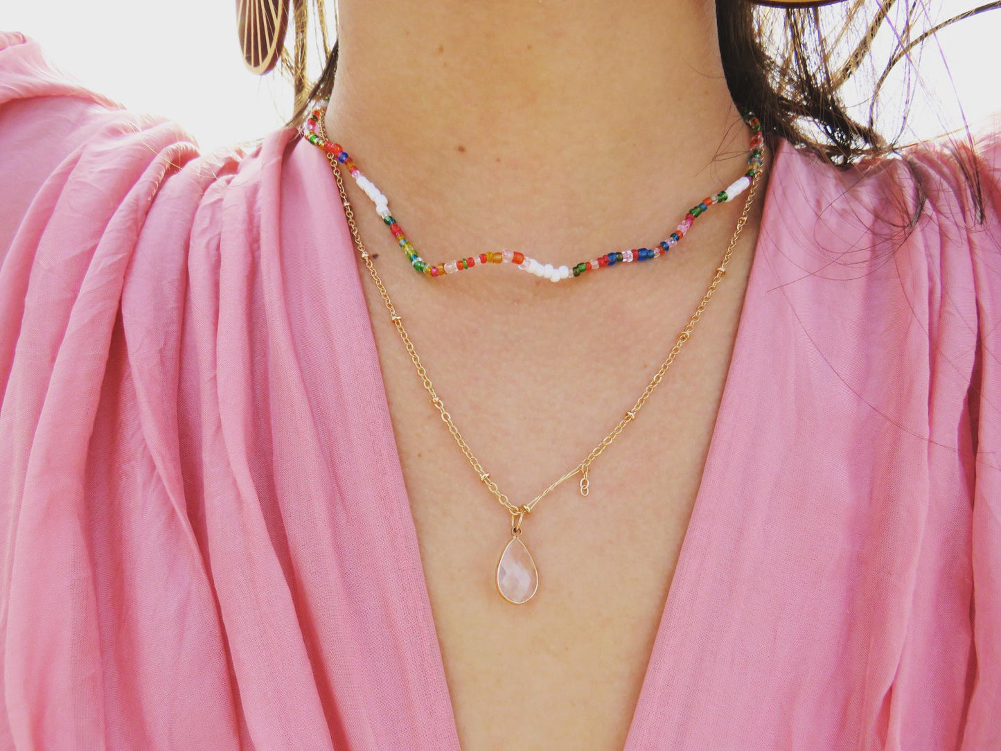 Double Bead & Pendant Necklace