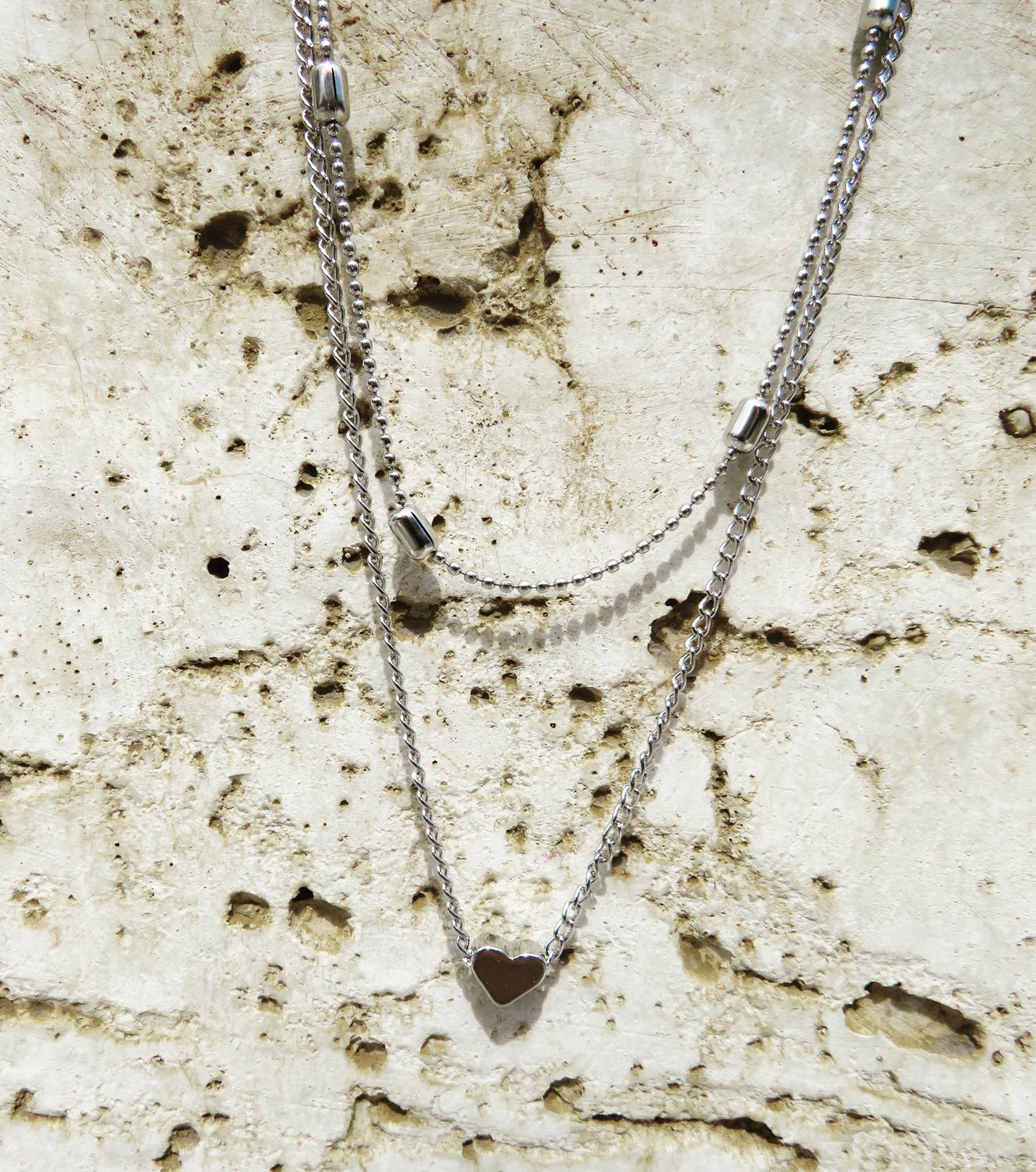 Double Chain Heart Necklace