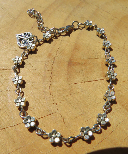 Flower Anklet With Charm