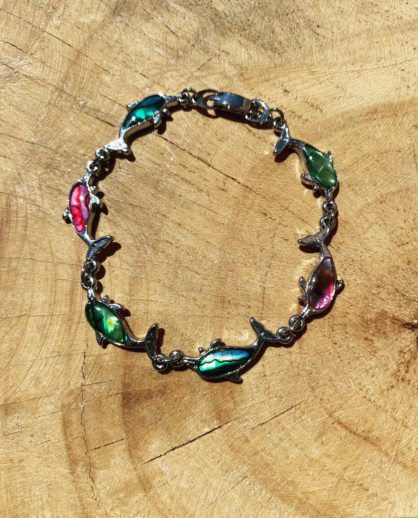 Stirling Silver Opal Charm Bracelet