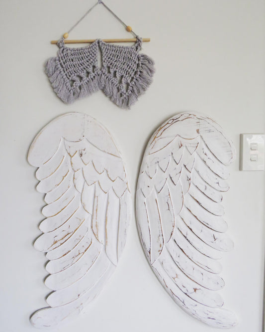 Angel Wings Wall Hanger - Grey