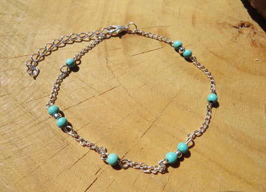 Chain & Turquoise Bead Anklet
