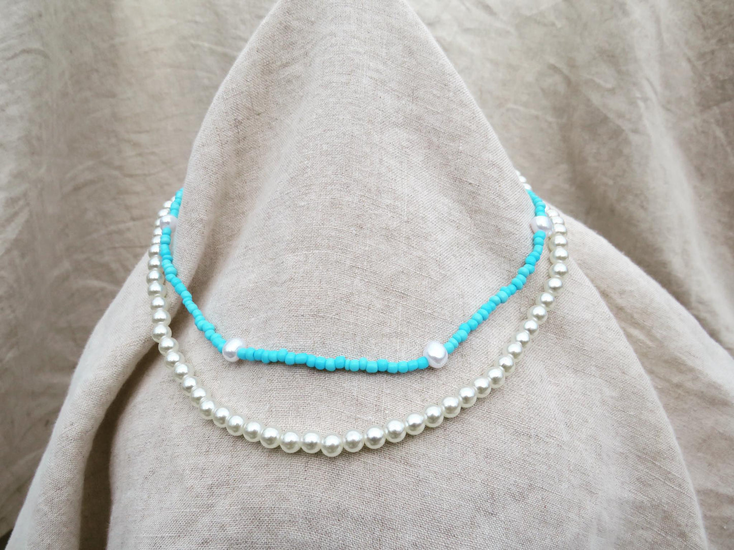 Double Bead & Pearl Necklace