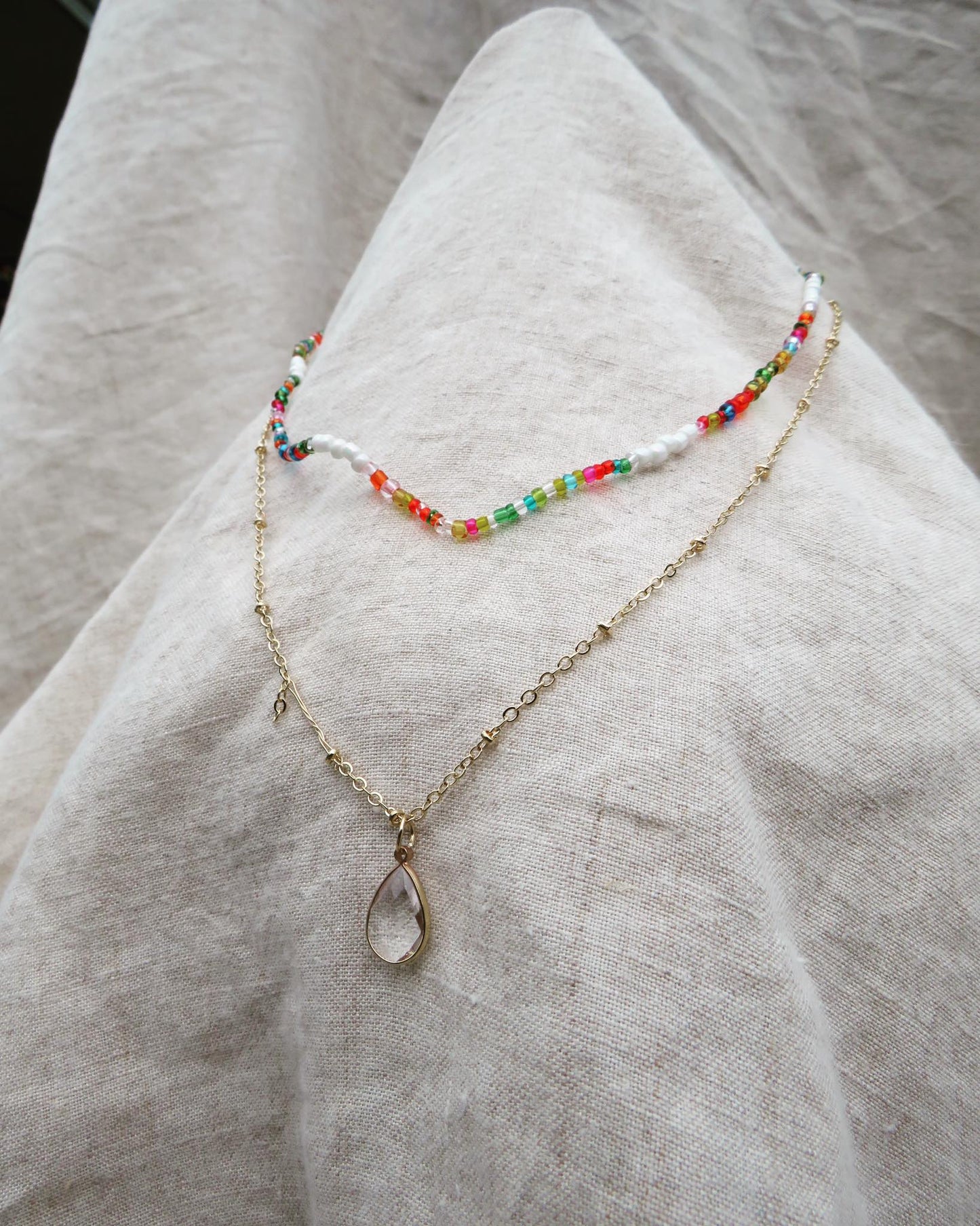 Double Bead & Pendant Necklace