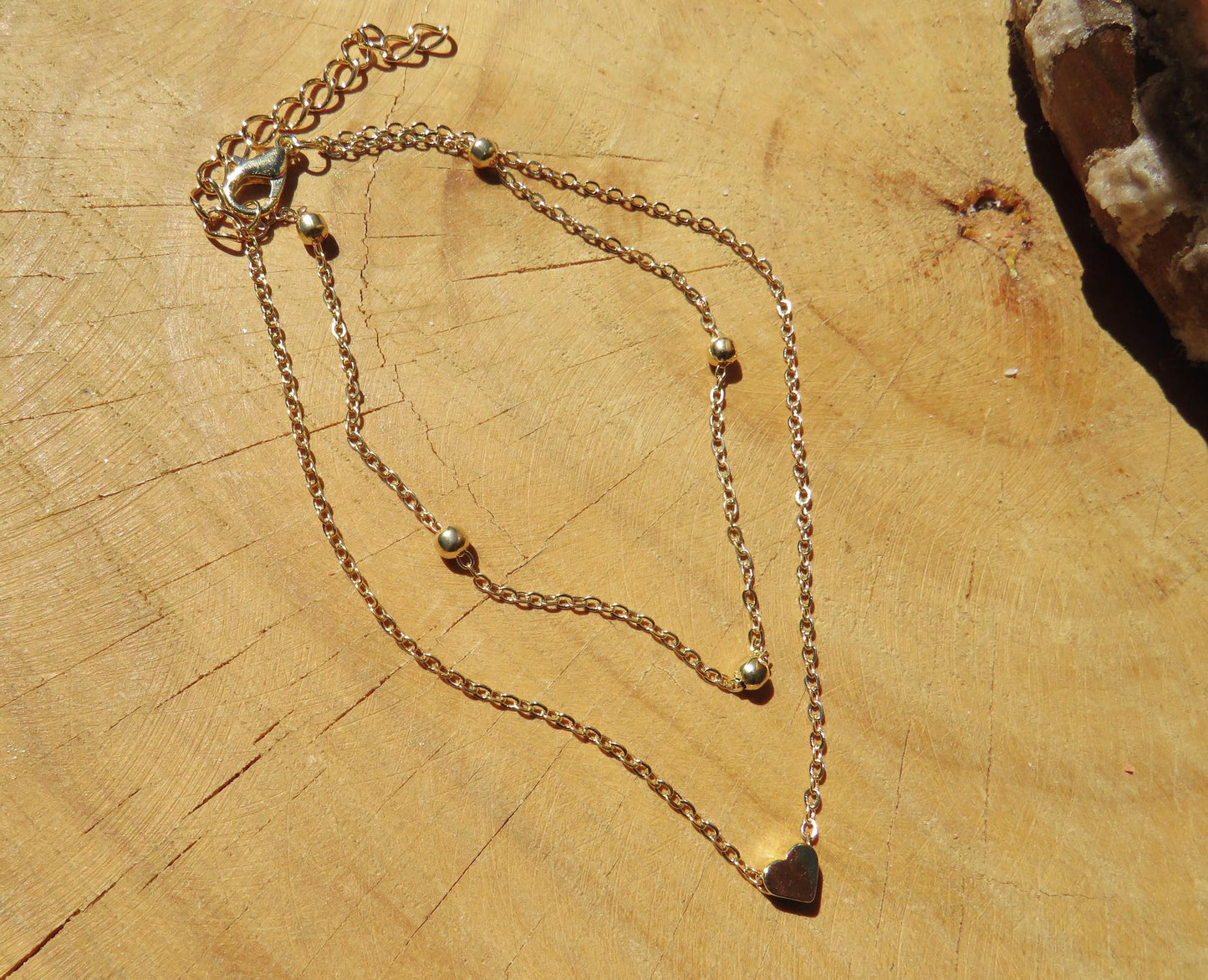 Double Chain Heart Anklet