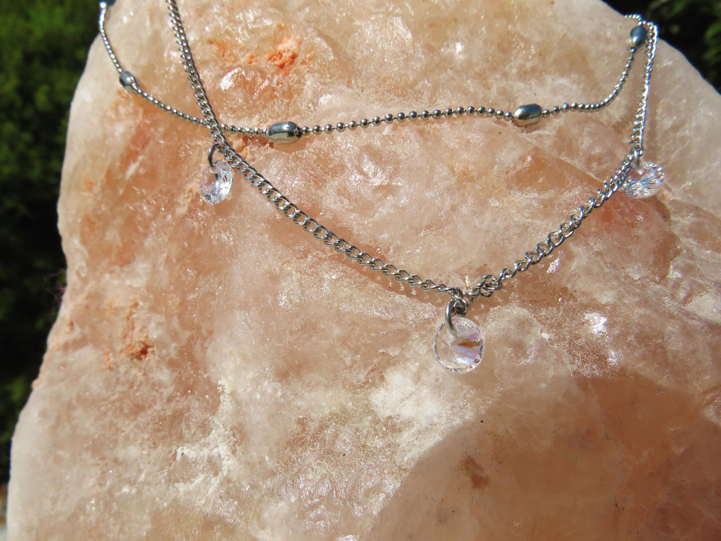 Double Crystal Pendant Necklace