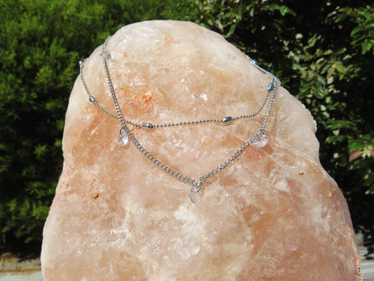 Double Crystal Pendant Necklace