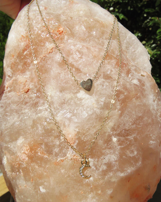 Double Layer Moon & Heart Necklace
