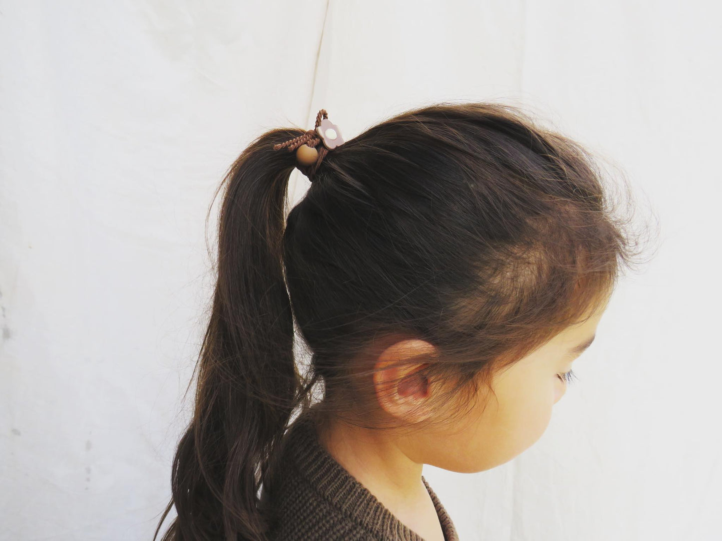 BUY 2 GET 1 FREE - Double Wrap Hair Tie - Small Flower Brown