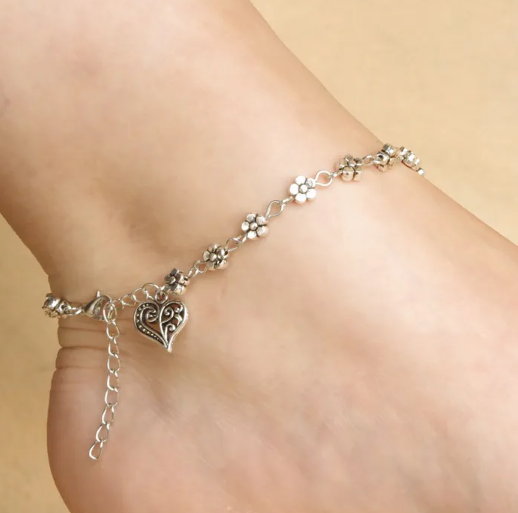 Flower Anklet With Charm