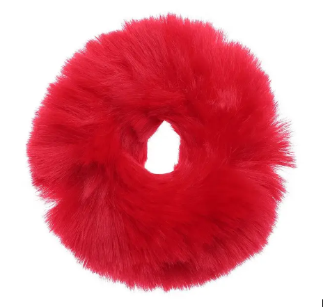 Fluffy Hair Tie - Red