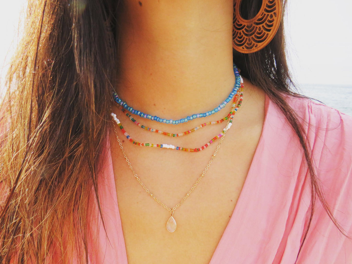 Multilayer Bead & Pendant Necklace