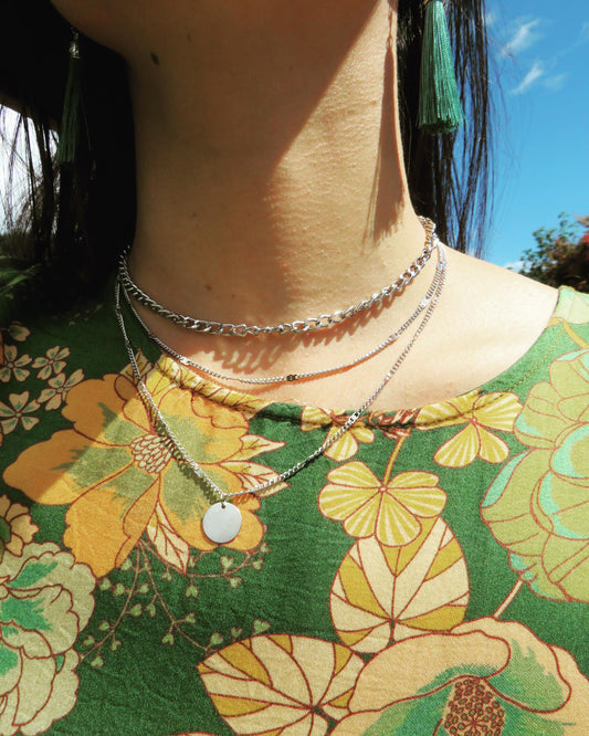 Multilayer Chain & Disc Pendant Necklace