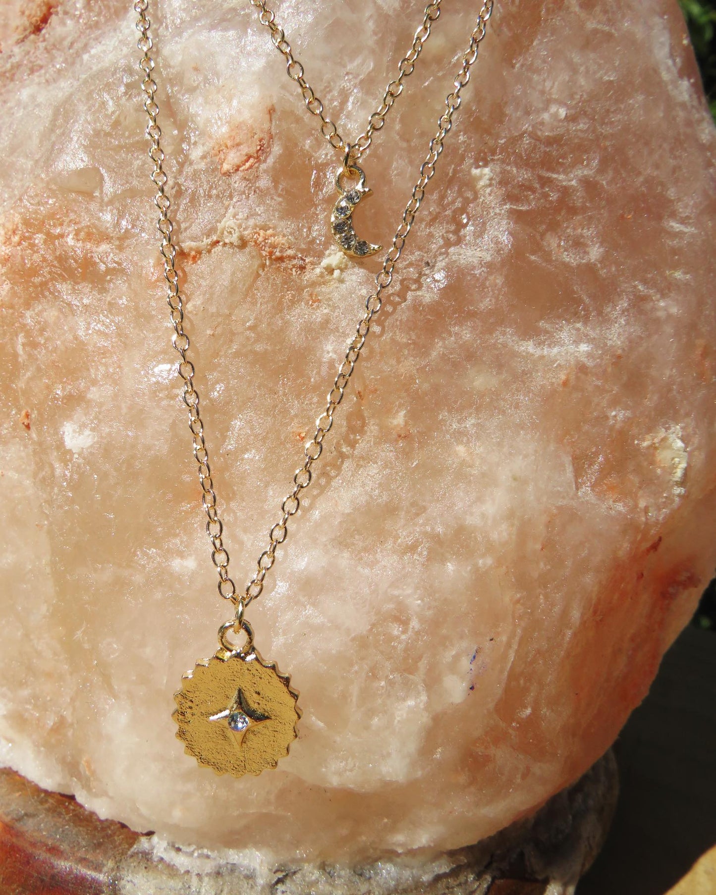 Multilayer Disc & Moon Necklace