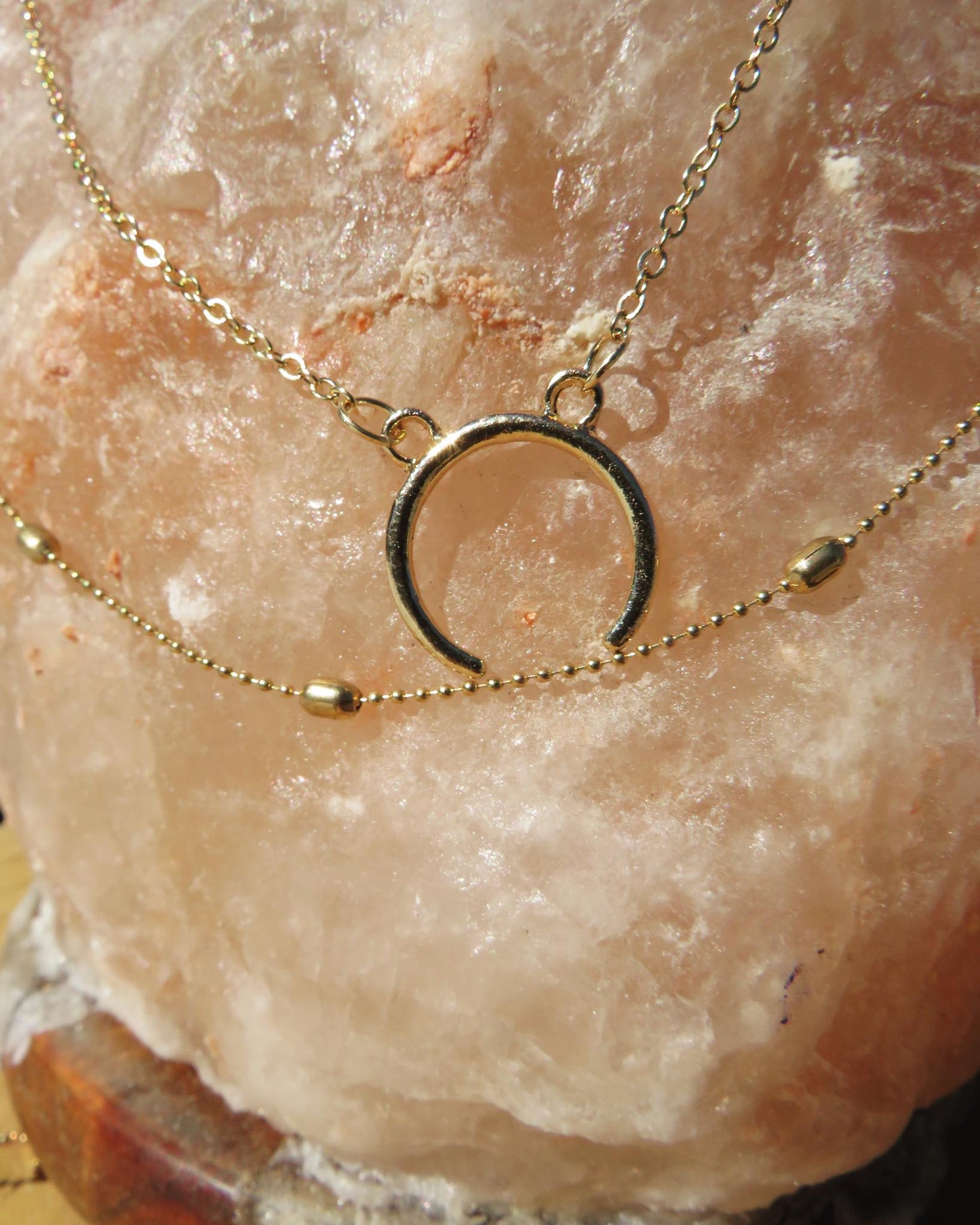 Multilayer Elephant & Crescent Moon Necklace