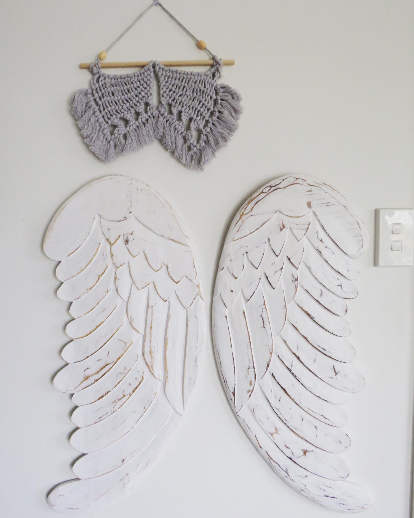 Angel Wings Wall Hanger - Grey
