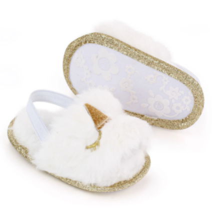 Fluffy Baby Slippers - White