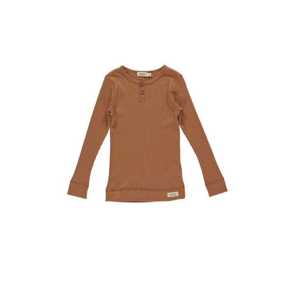 Long Sleeve Button Up Top - Brown