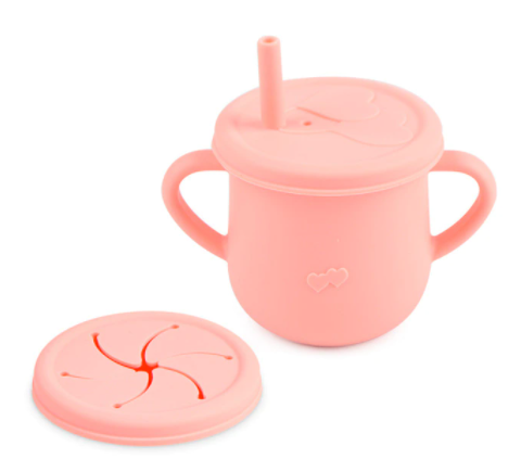 Silicone Double Lid Feeding Cup - Pink4
