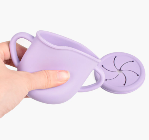 Silicone Double Lid Feeding Cup - Purple