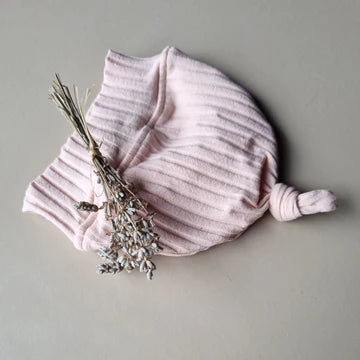 Top Knot Rib Beanie - Old Rose